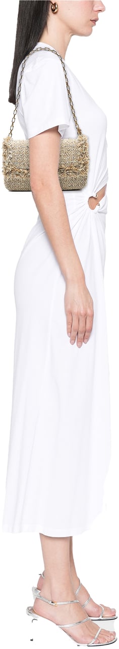 Dior New Rock Tweed and Rhinestones Chain Shoulder Bag Bruin