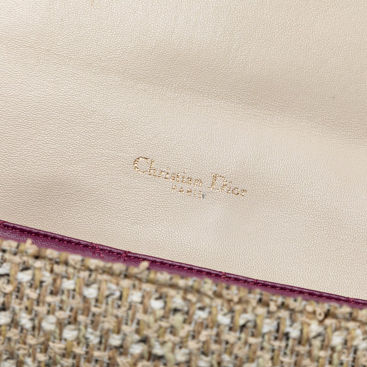 Dior New Rock Tweed and Rhinestones Chain Shoulder Bag Bruin