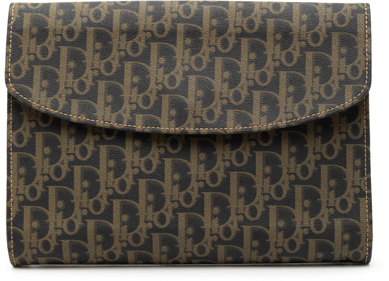 Dior Diorissimo Trotter Coated Canvas Clutch Bruin