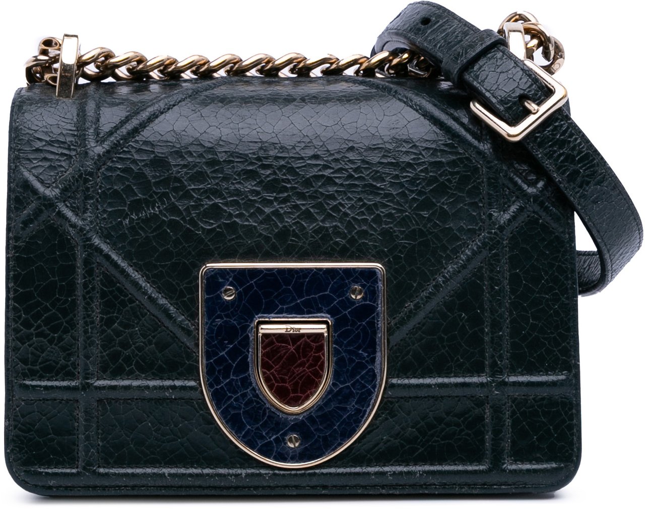 Dior Mini Crackled Deerskin Diorama Flap Grijs