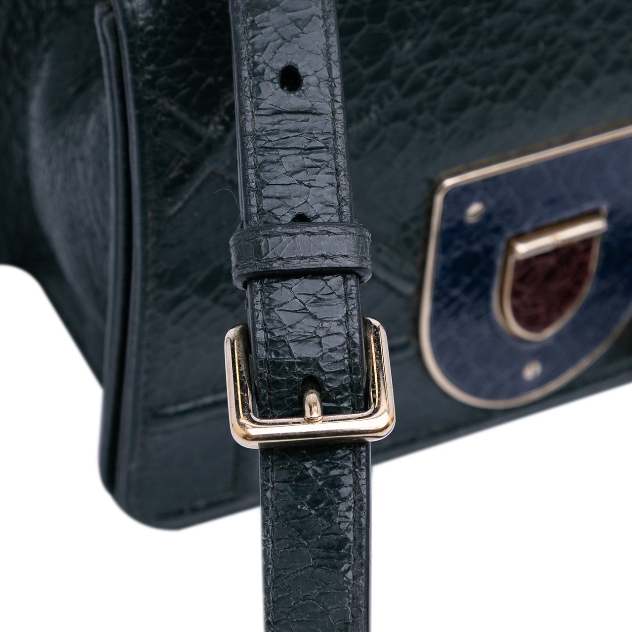 Dior Mini Crackled Deerskin Diorama Flap Grijs