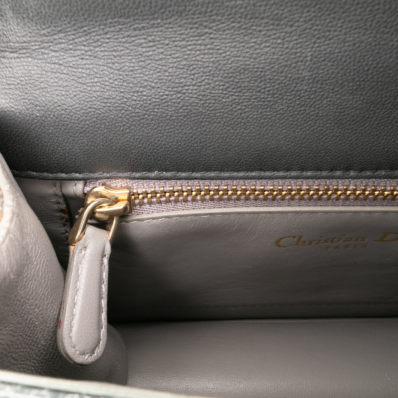 Dior Mini Crackled Deerskin Diorama Flap Grijs