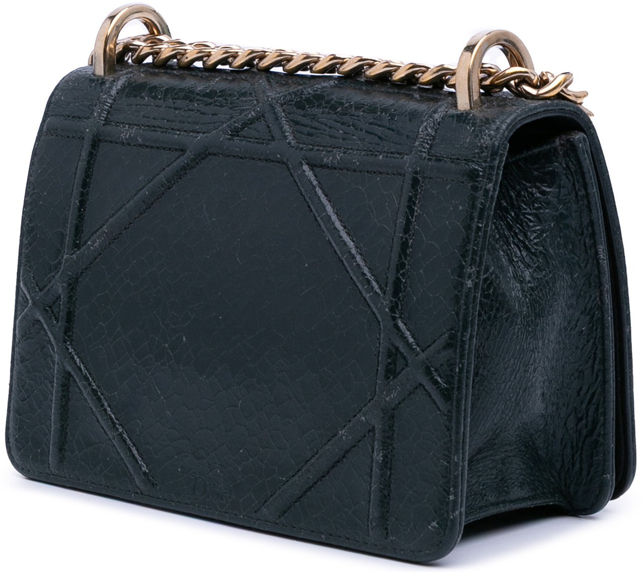 Dior Mini Crackled Deerskin Diorama Flap Grijs