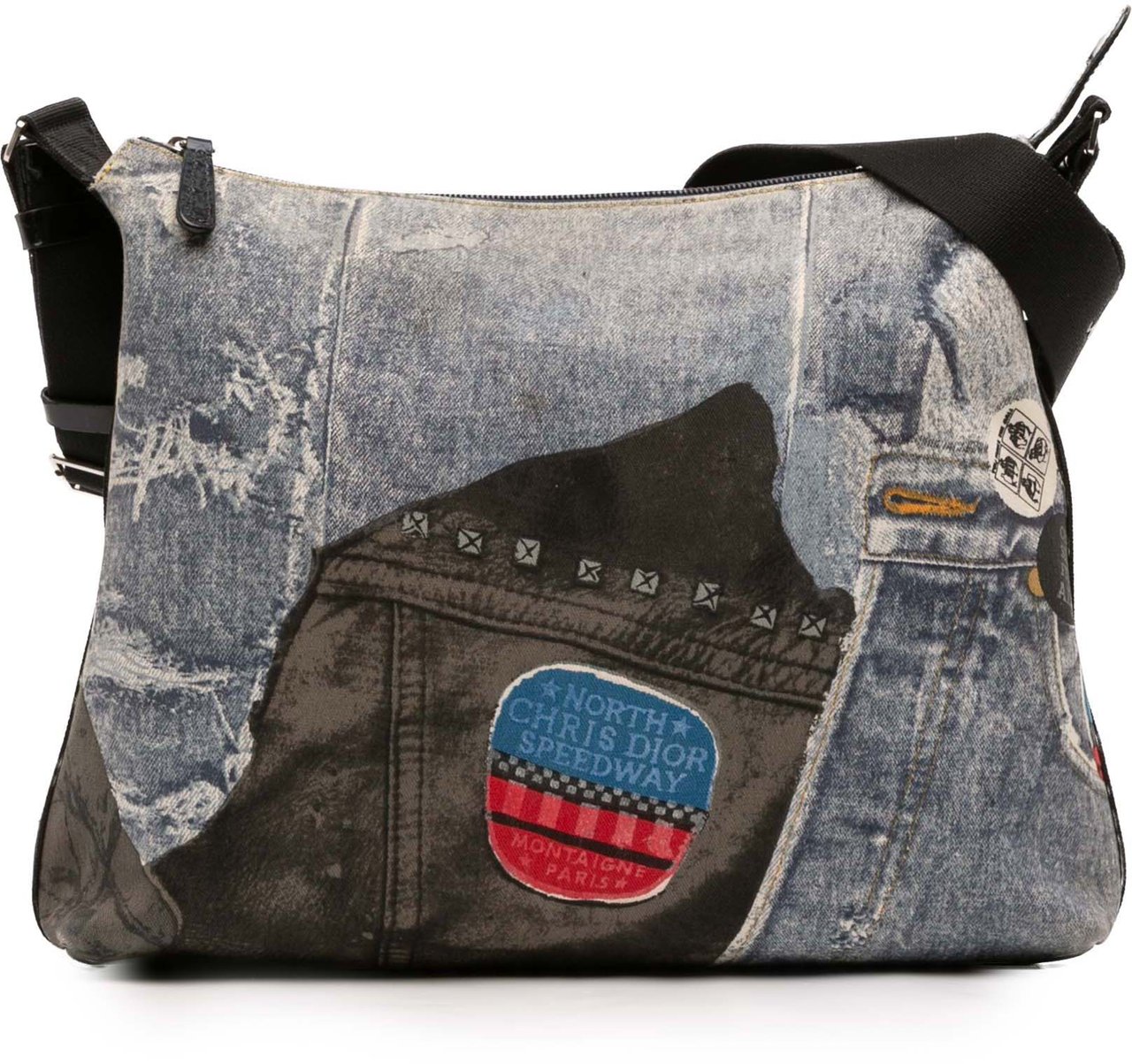 Dior Printed Denim Speedway Crossbody Blauw