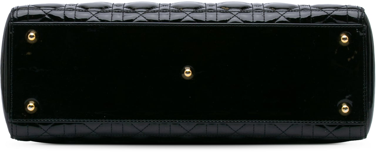 Dior Large Patent Cannage Lady Dior Zwart