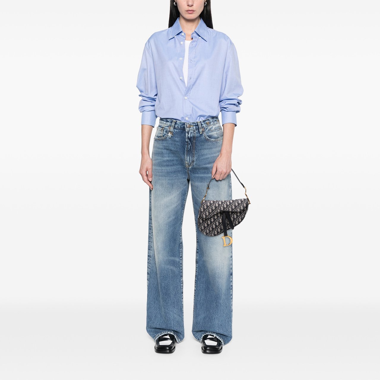 Dior Oblique Canvas Saddle Bag Blauw