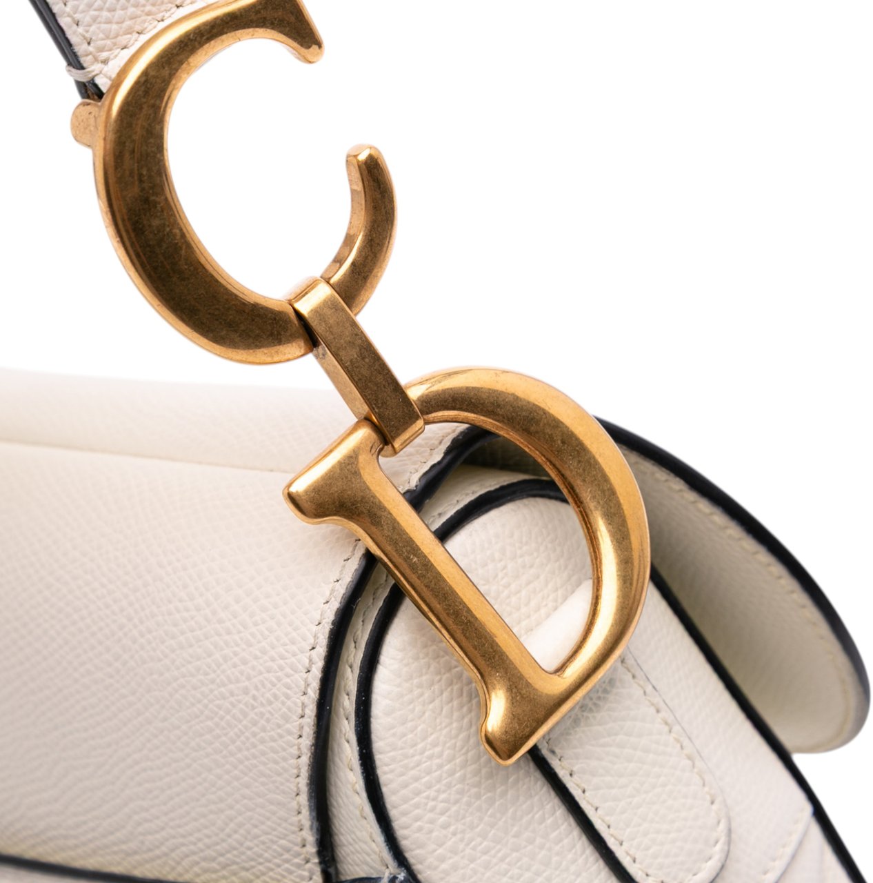 Dior Grained Calfskin Saddle Bag Wit