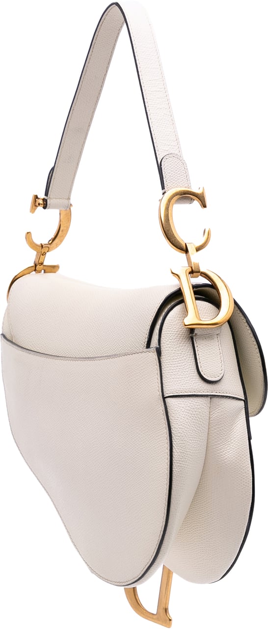 Dior Grained Calfskin Saddle Bag Wit