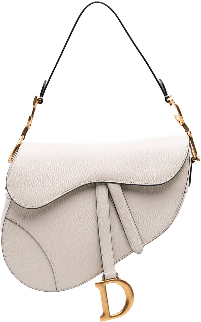 Dior Grained Calfskin Saddle Bag Wit