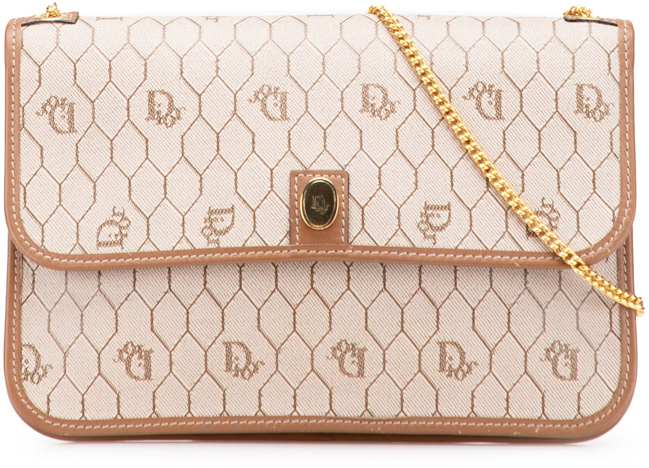 Dior Honeycomb Coated Canvas Chain Crossbody Bruin