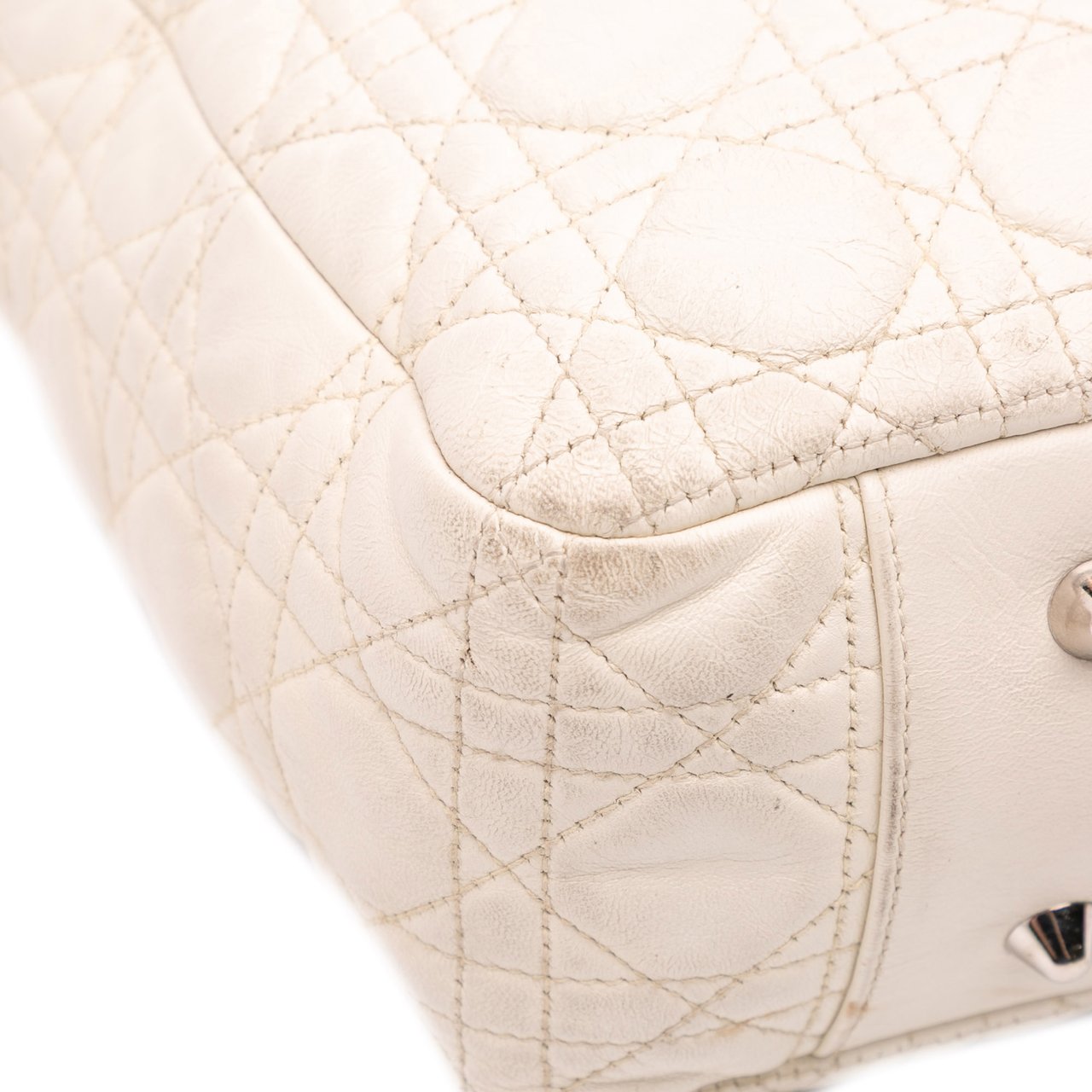 Dior Lambskin Cannage Lady Dior Soft Shopping Tote Wit