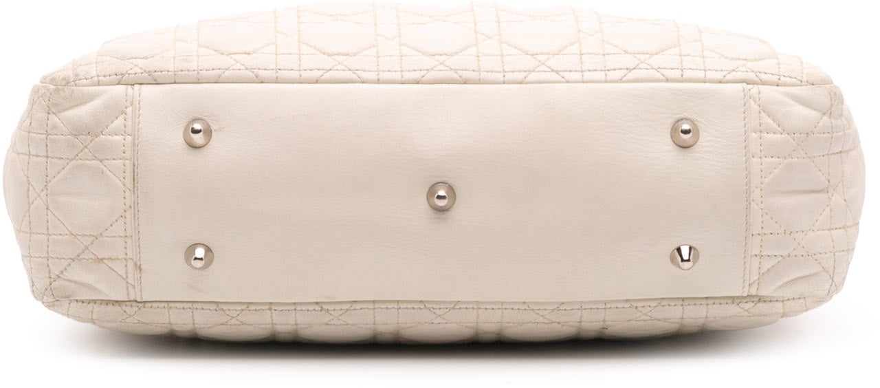 Dior Lambskin Cannage Lady Dior Soft Shopping Tote Wit