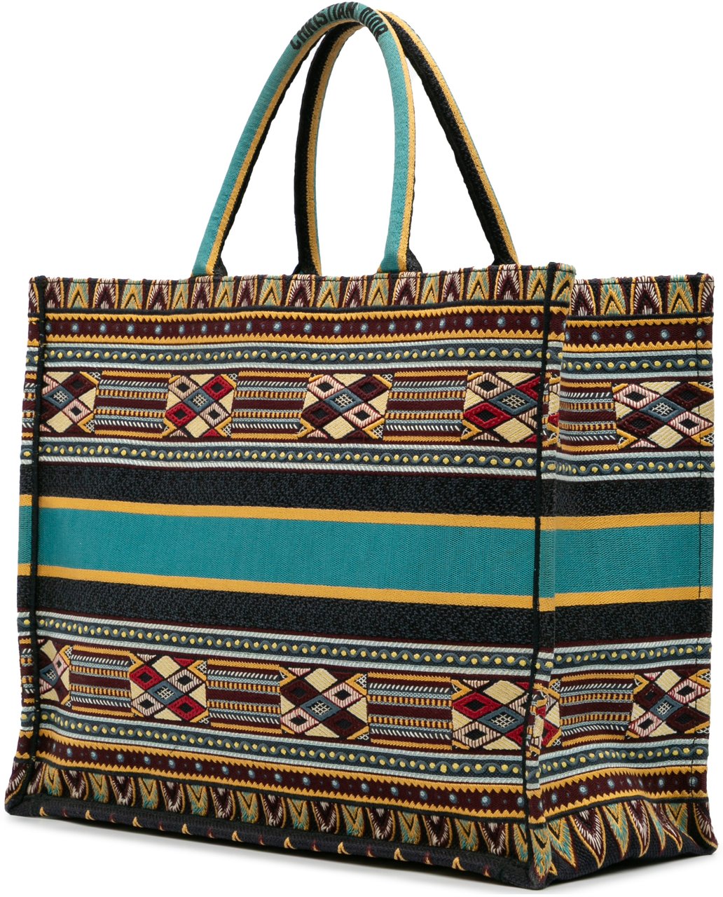 Dior Large Embroidered Canvas Book Tote Blauw