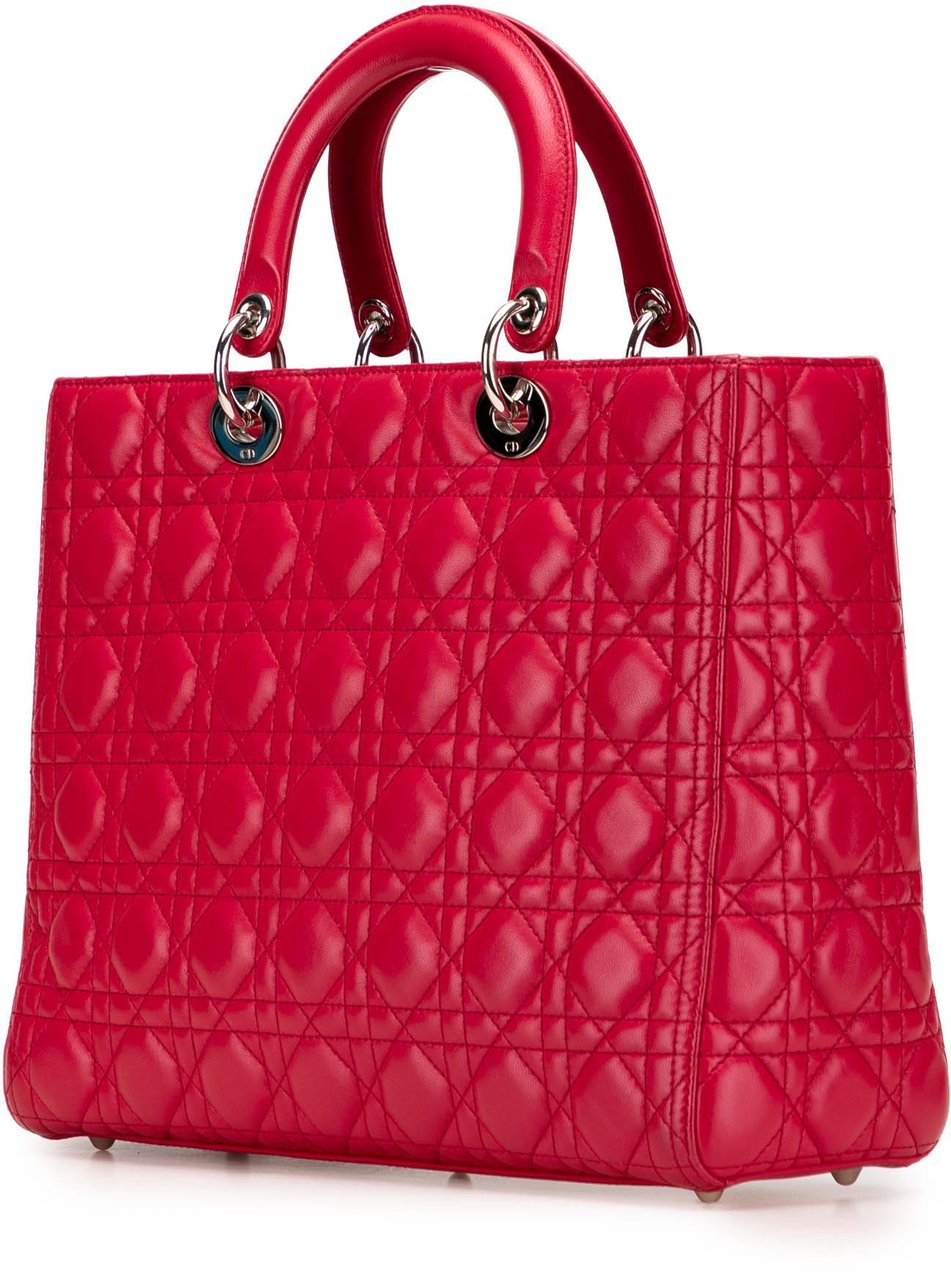 Dior Large Lambskin Cannage Lady Dior Rood