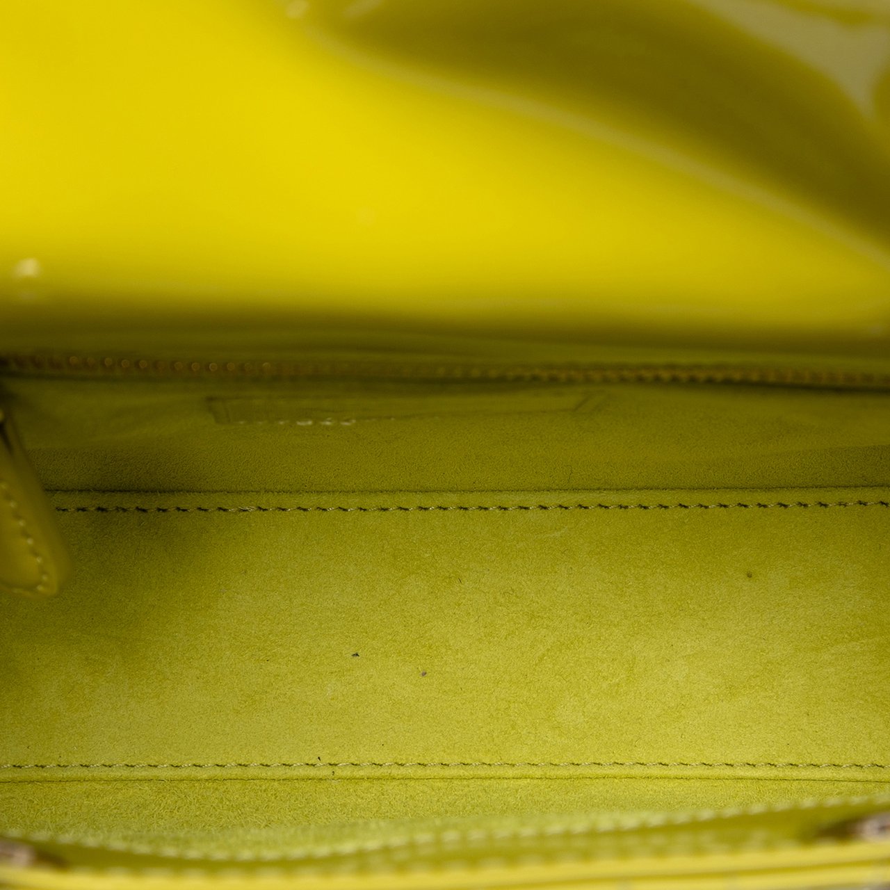 Dior Mini Patent Cannage Lady Dior Geel