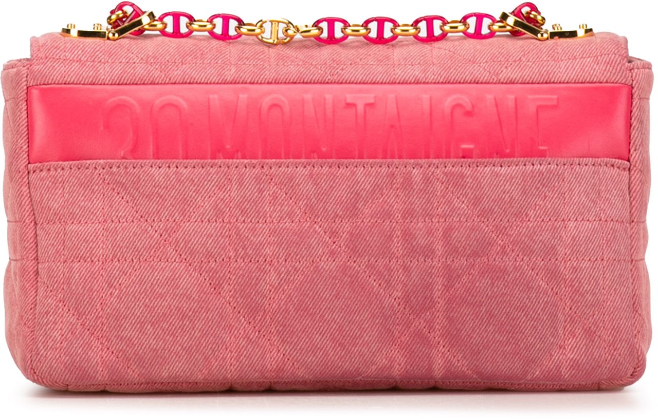 Dior Medium Denim Macrocannage Caro Bag Roze