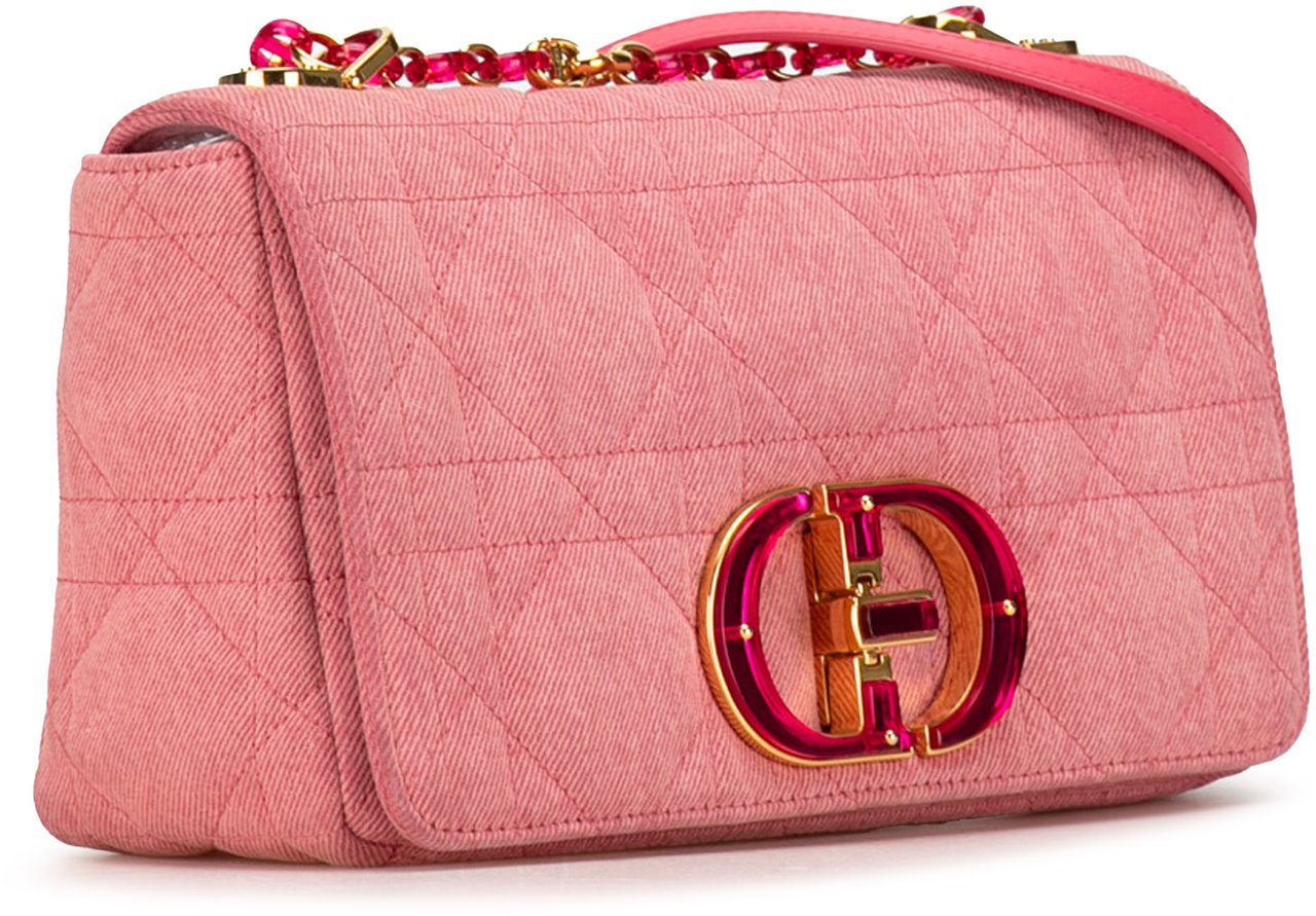 Dior Medium Denim Macrocannage Caro Bag Roze