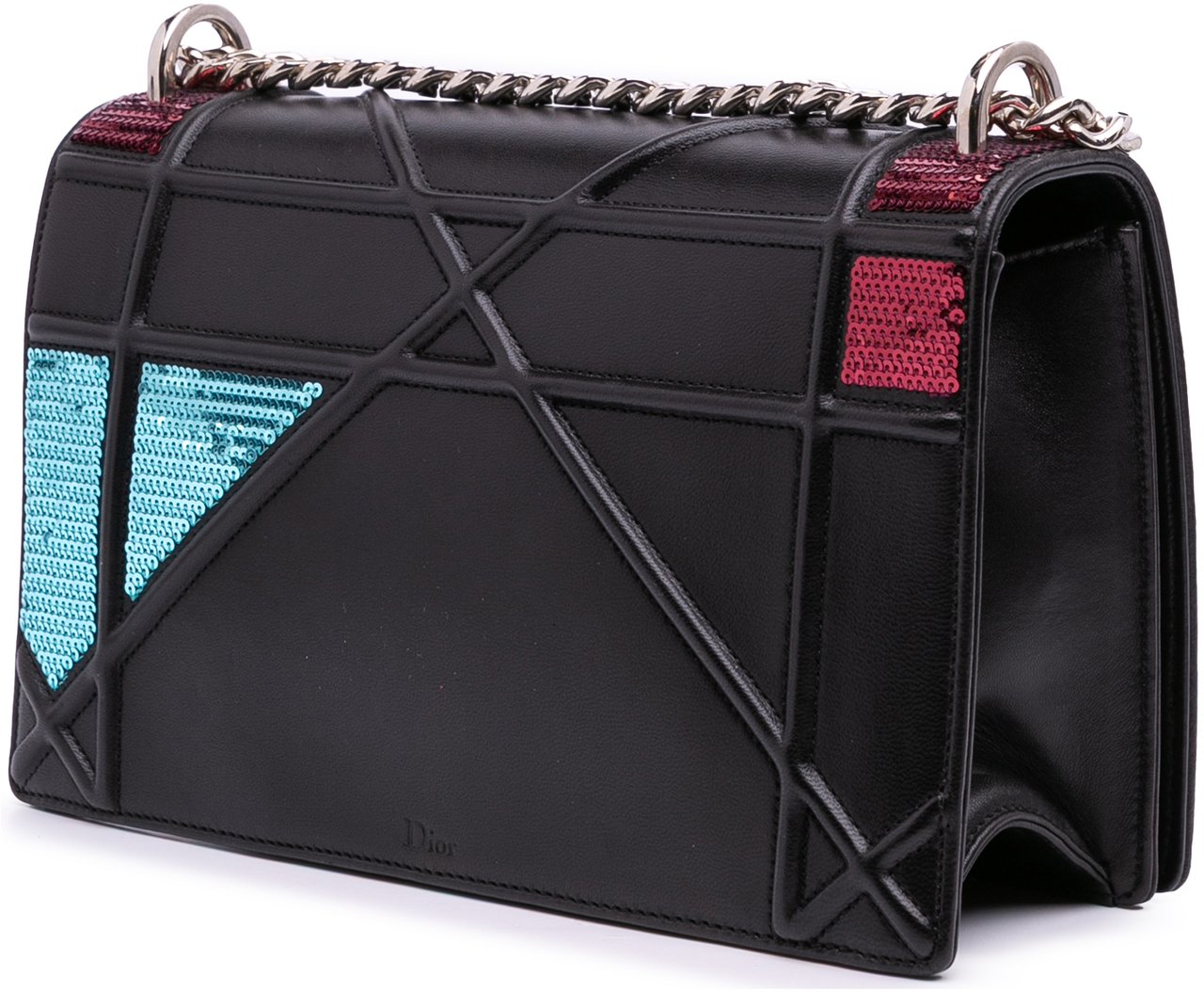 Dior Medium Lambskin Sequin Diorama Flap Zwart