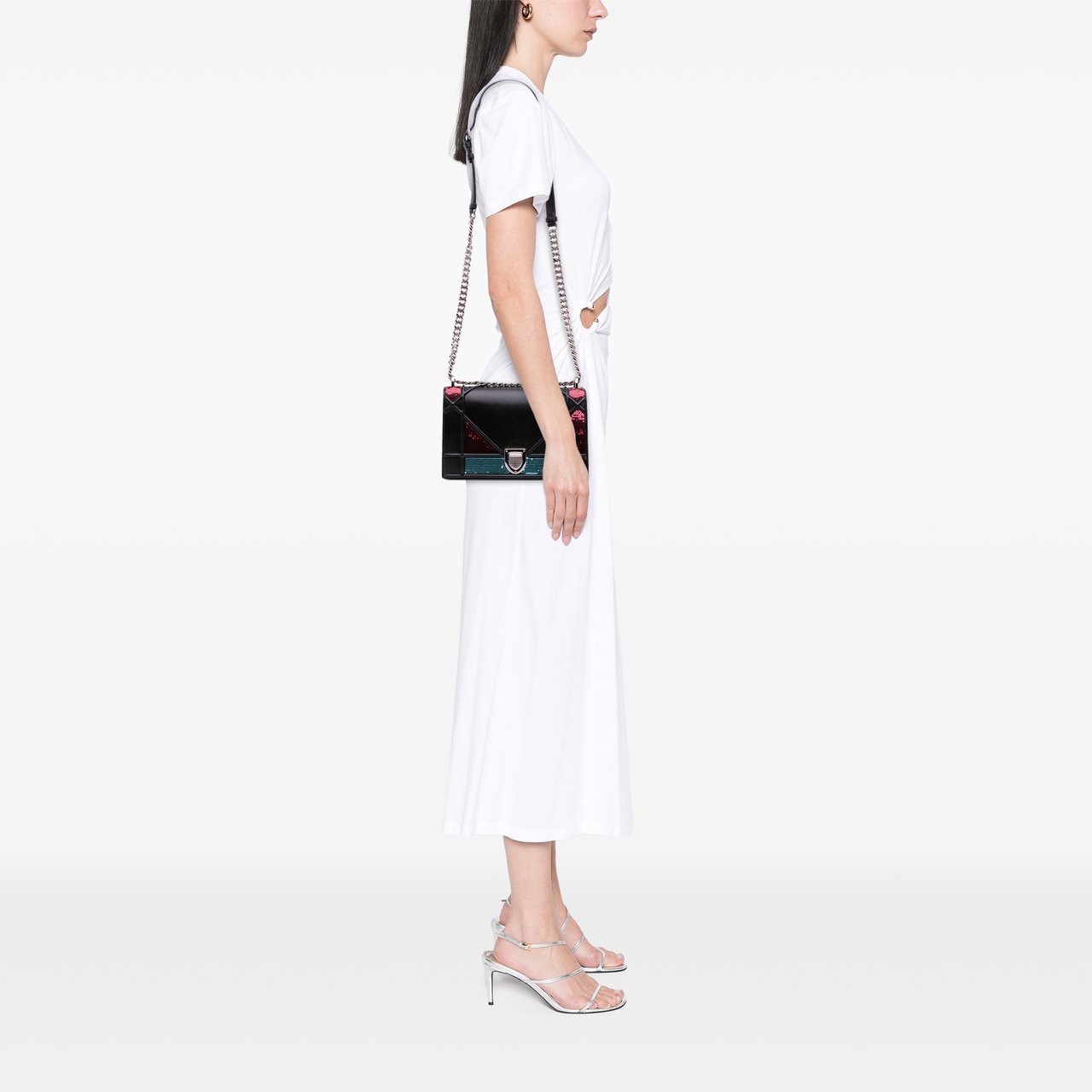 Dior Medium Lambskin Sequin Diorama Flap Zwart