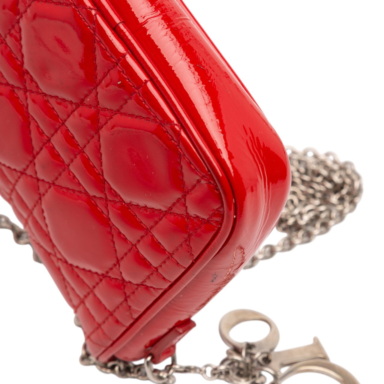 Dior Patent Cannage Chain Flap Rood