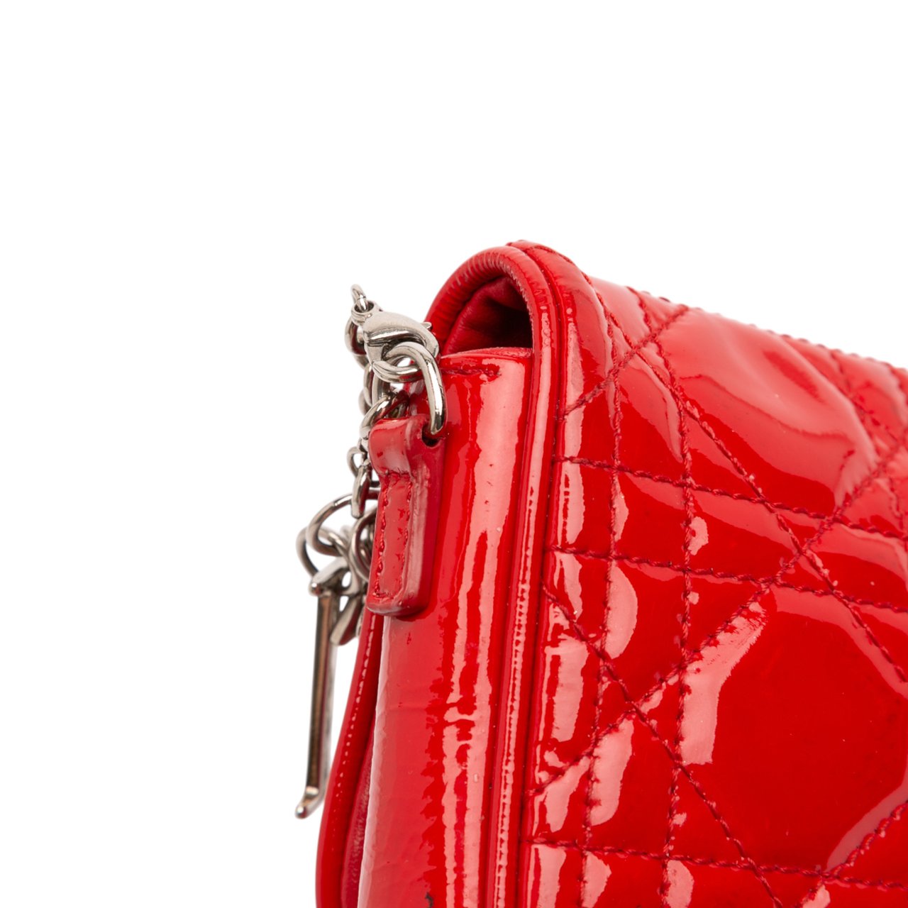 Dior Patent Cannage Chain Flap Rood