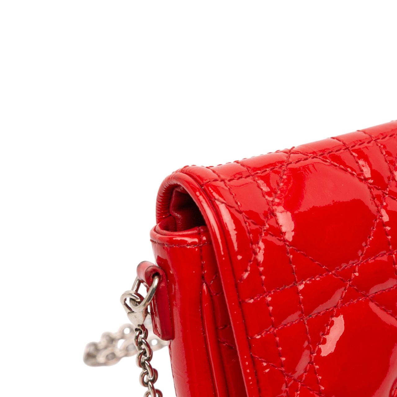 Dior Patent Cannage Chain Flap Rood
