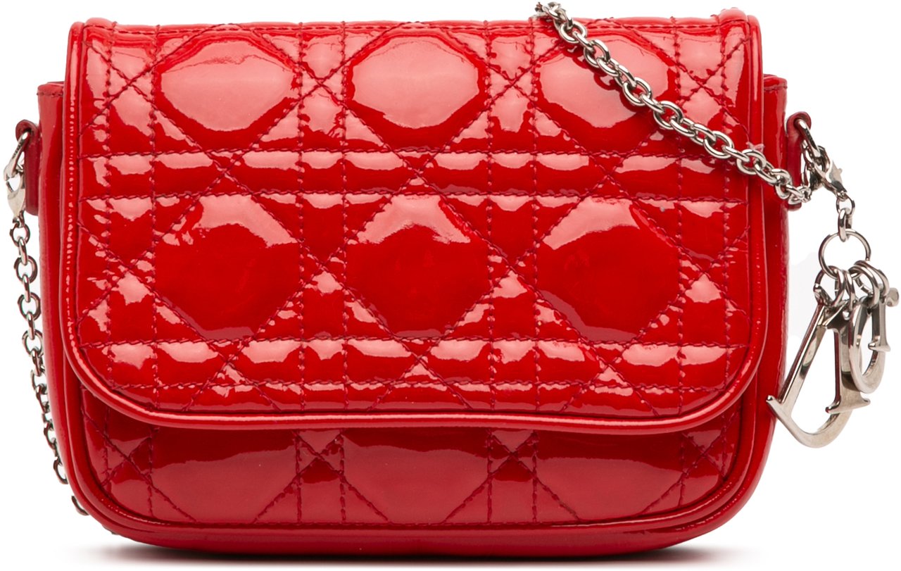 Dior Patent Cannage Chain Flap Rood