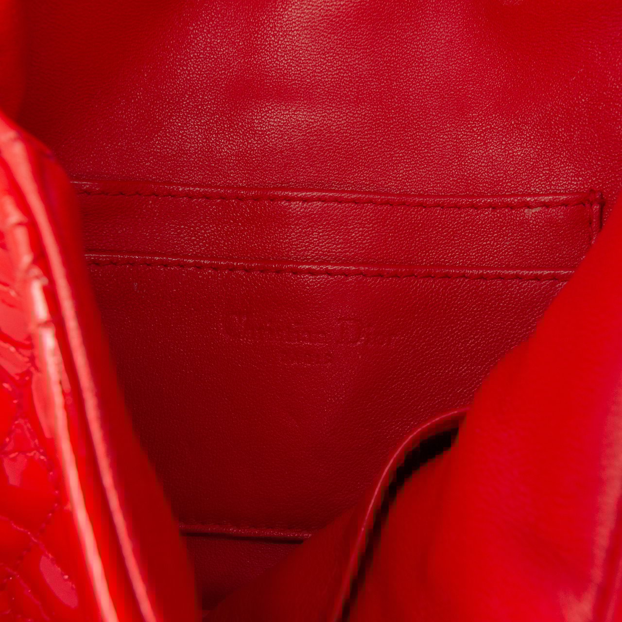 Dior Patent Cannage Chain Flap Rood
