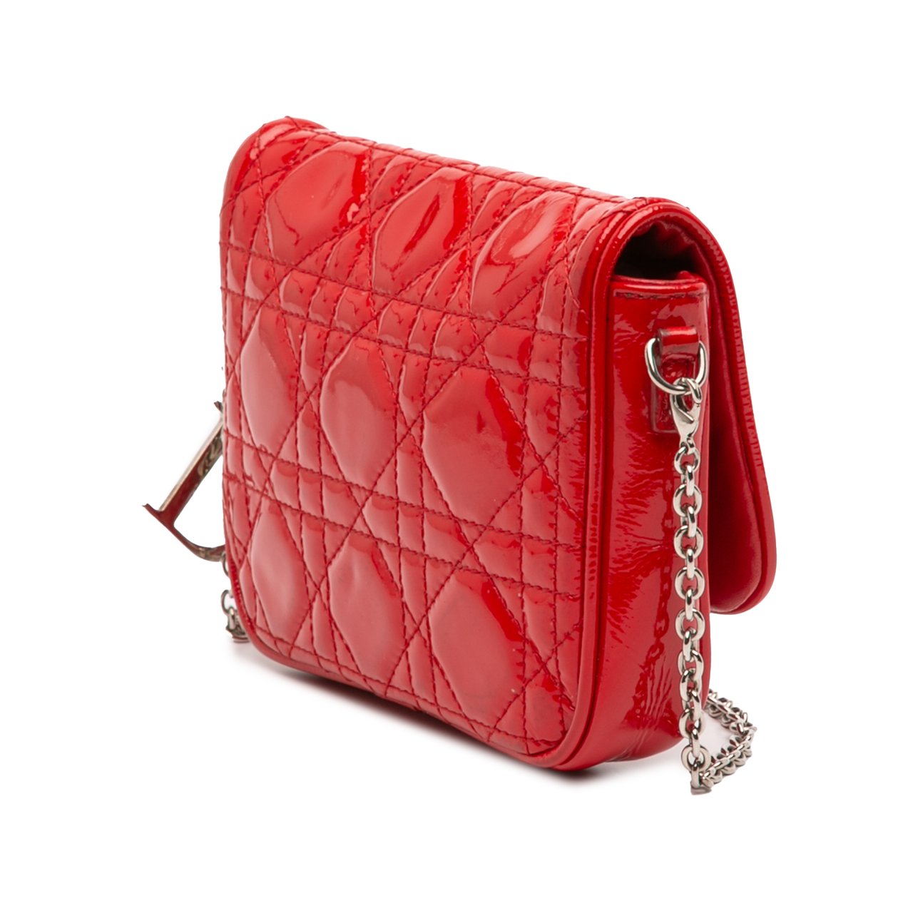 Dior Patent Cannage Chain Flap Rood
