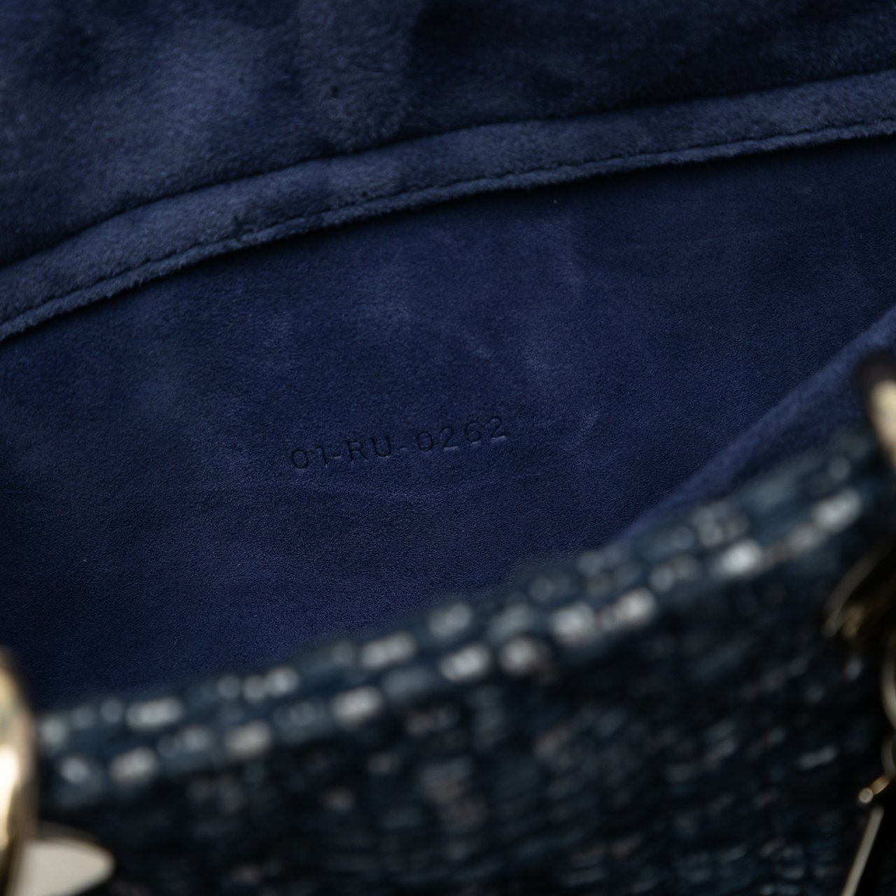 Dior Medium Tweed Cannage Lady D Joy Blauw