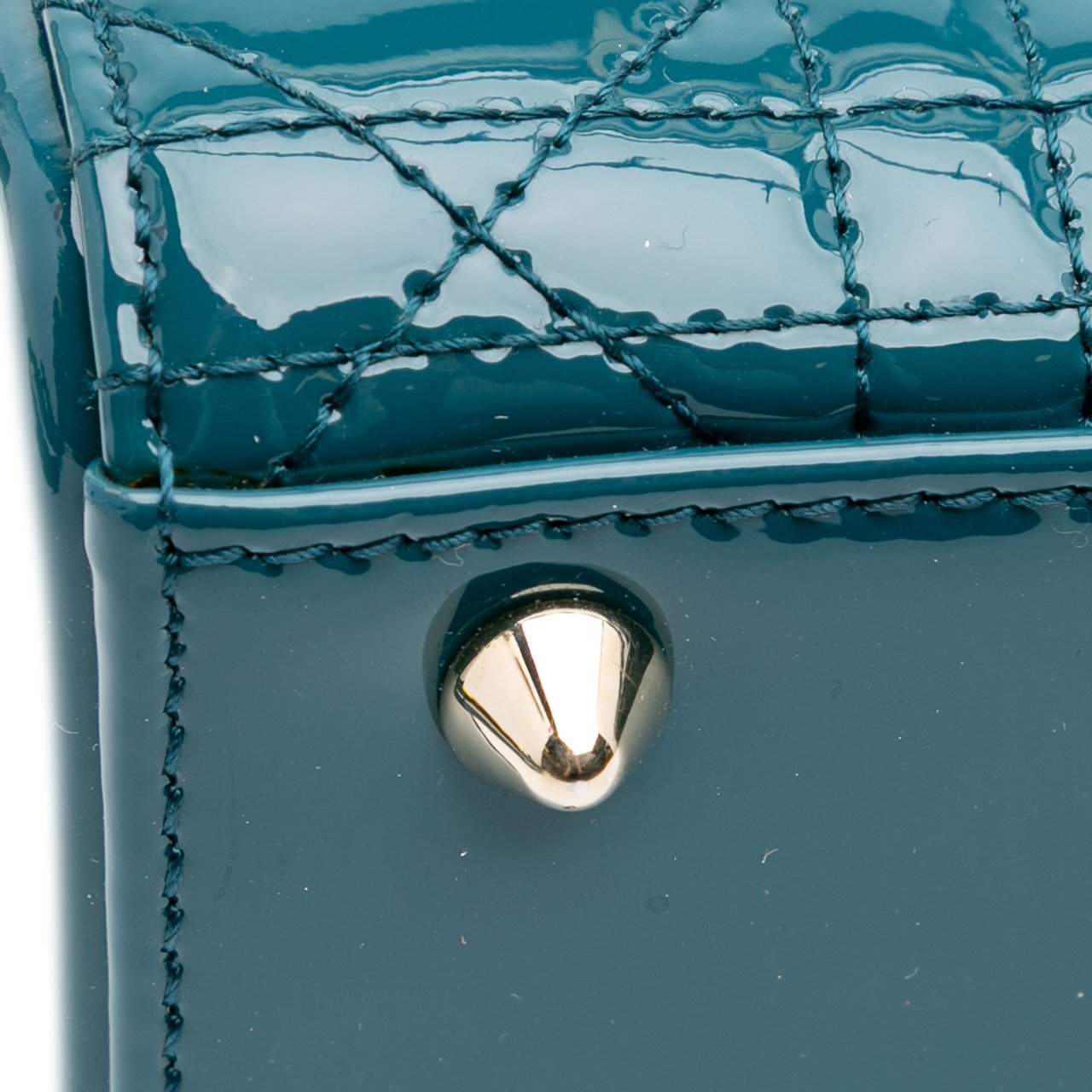Dior Small Patent Cannage Lady Dior Blauw