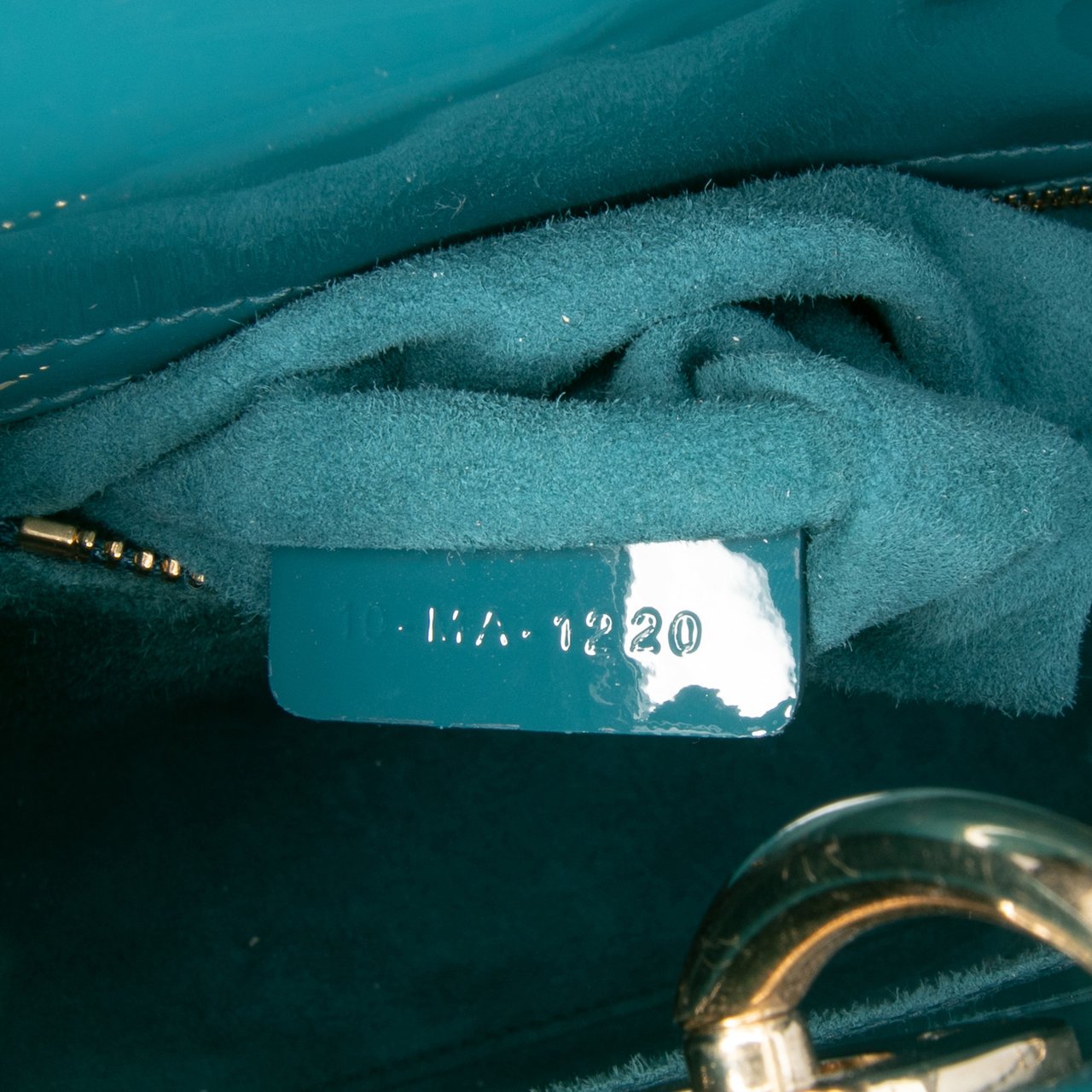 Dior Small Patent Cannage Lady Dior Blauw
