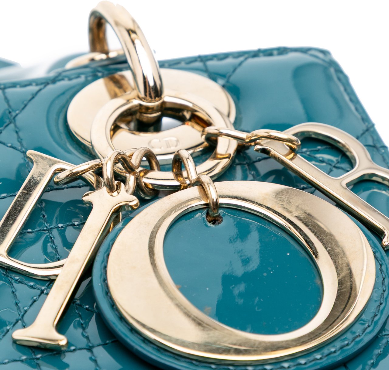 Dior Small Patent Cannage Lady Dior Blauw