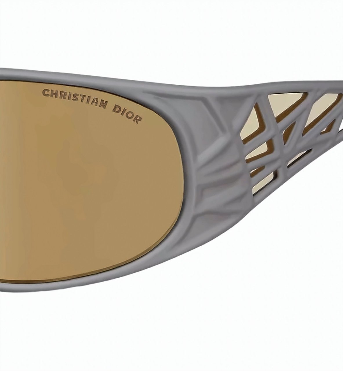 Dior Silver Wraparound Metallic Frame Gold Sunglasses Neutraal