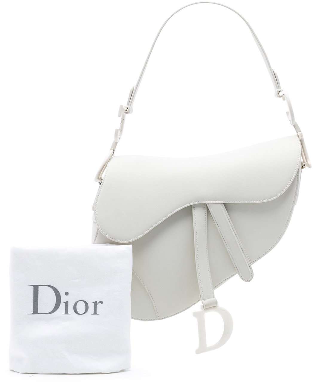 Dior Ultra Matte Calfskin Saddle Bag Wit