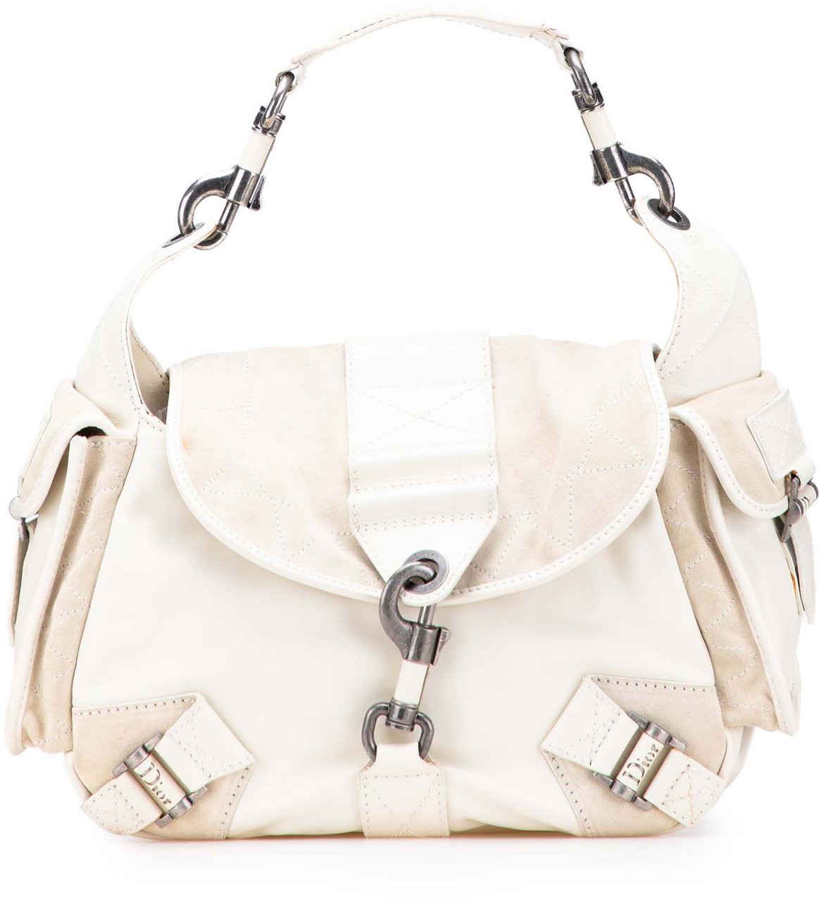 Dior Calfskin and Suede Rebelle Shoulder Bag Bruin
