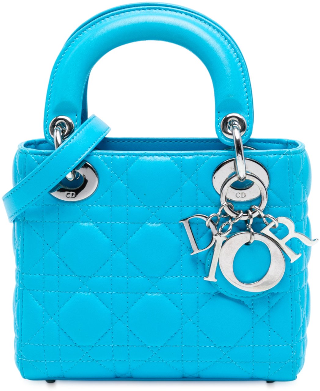 Dior Mini Lambskin Cannage Lady Dior Blauw