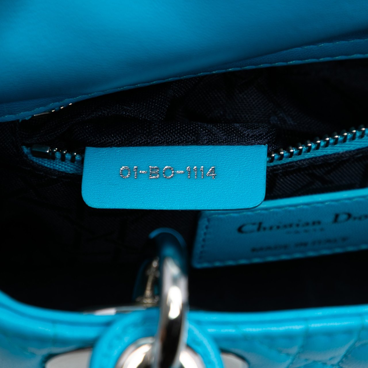 Dior Mini Lambskin Cannage Lady Dior Blauw