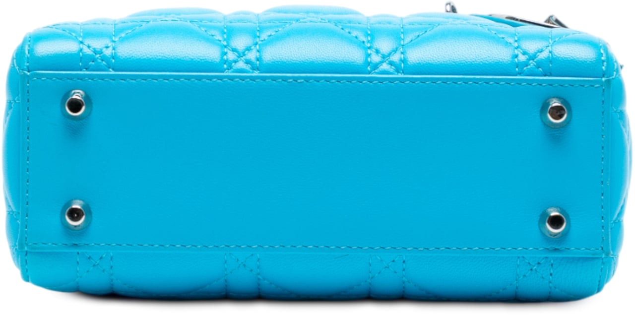 Dior Mini Lambskin Cannage Lady Dior Blauw