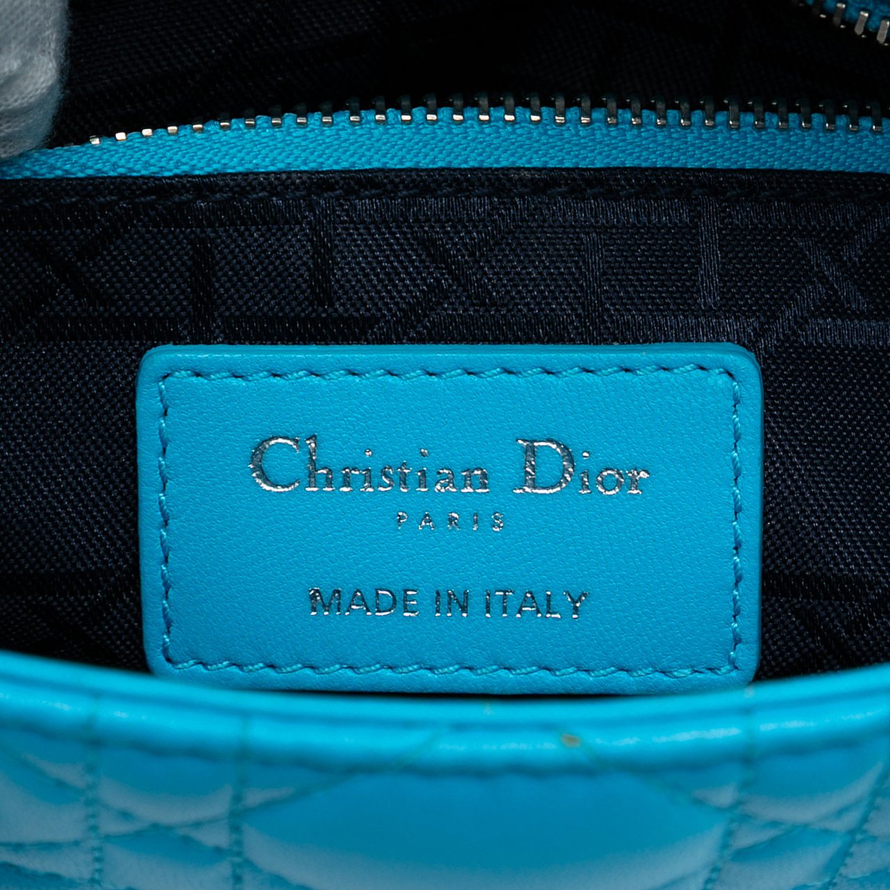 Dior Mini Lambskin Cannage Lady Dior Blauw