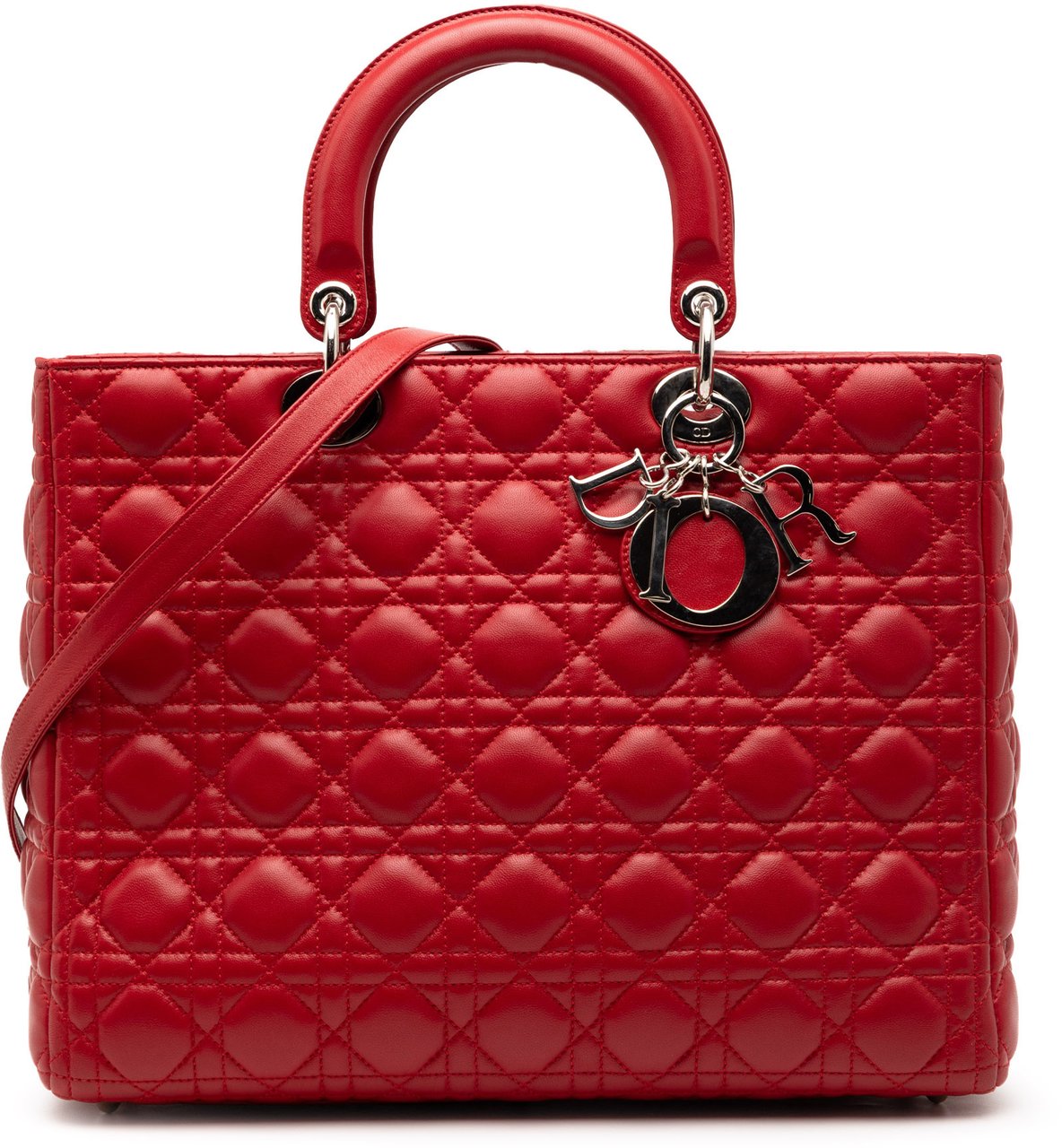 Dior Large Lambskin Cannage Lady Dior Rood