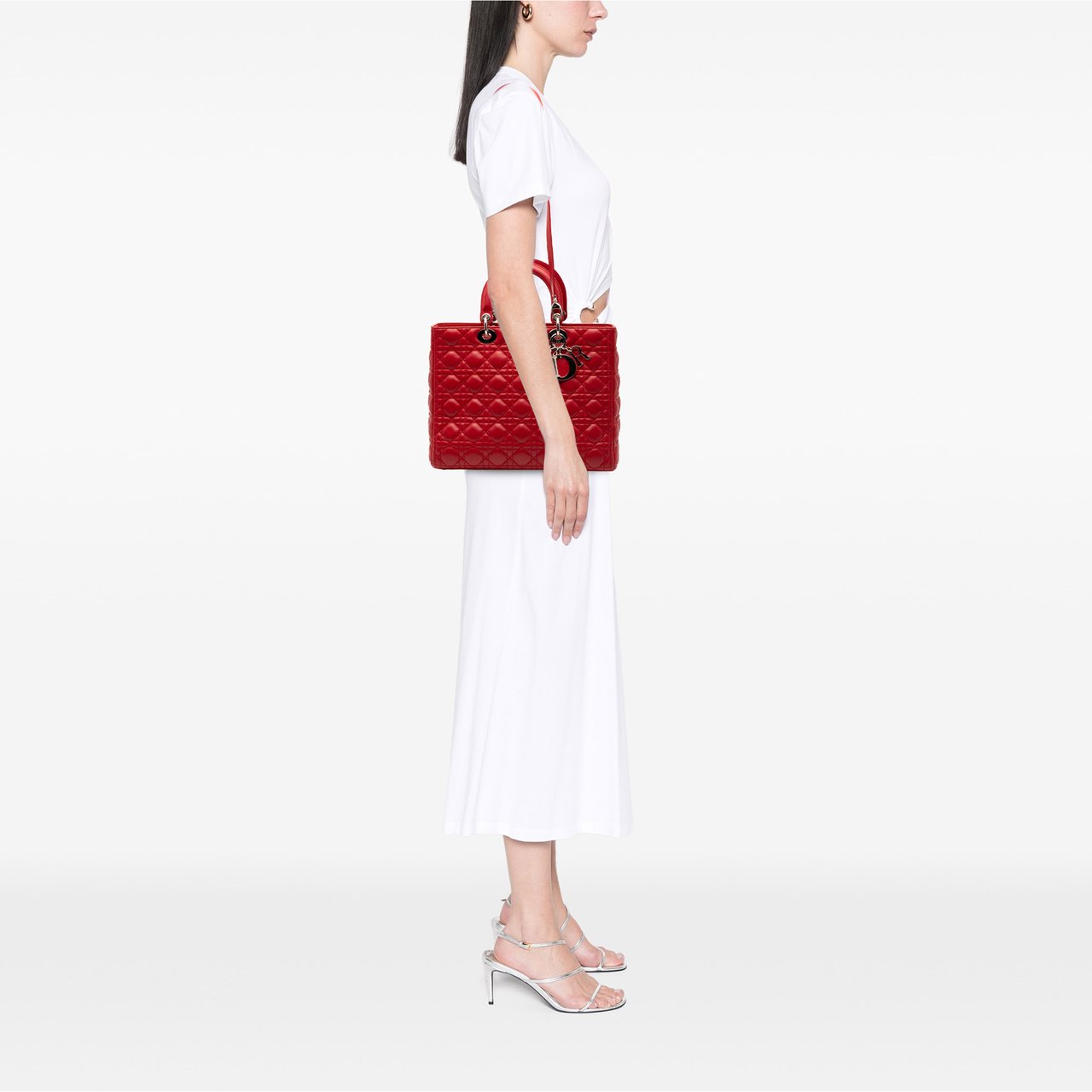 Dior Large Lambskin Cannage Lady Dior Rood