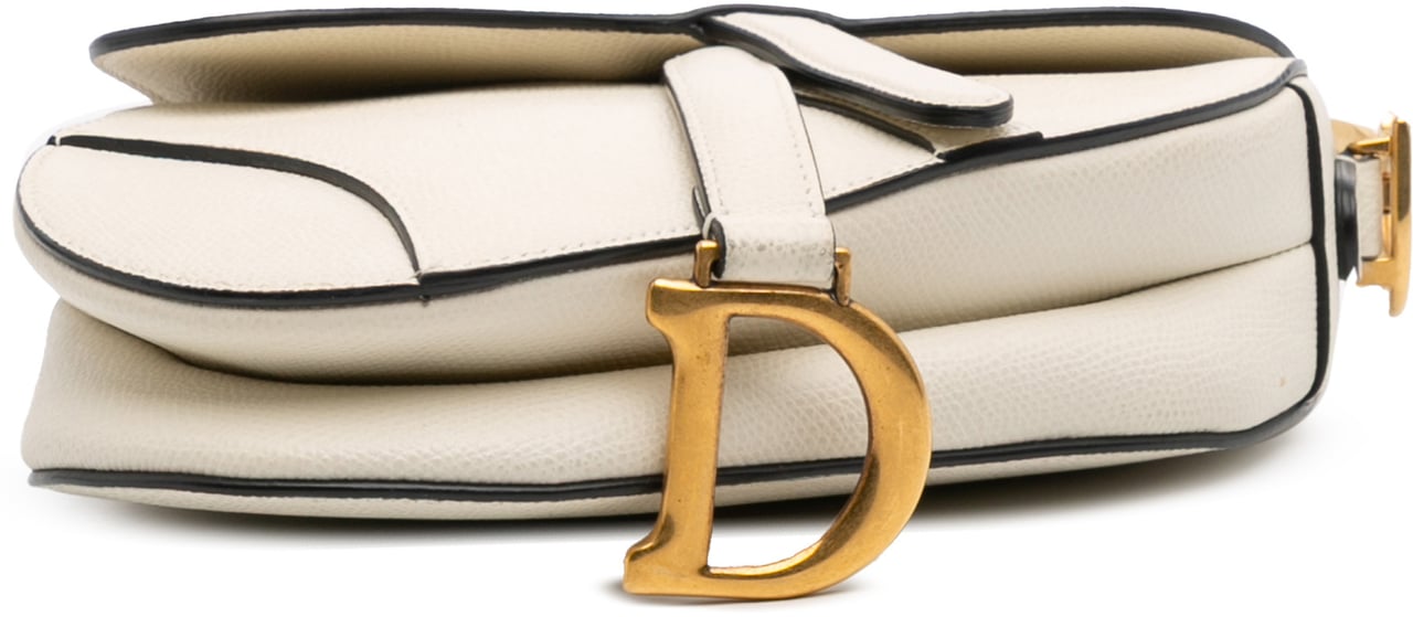 Dior Mini Grained Calfskin Saddle Bag Wit