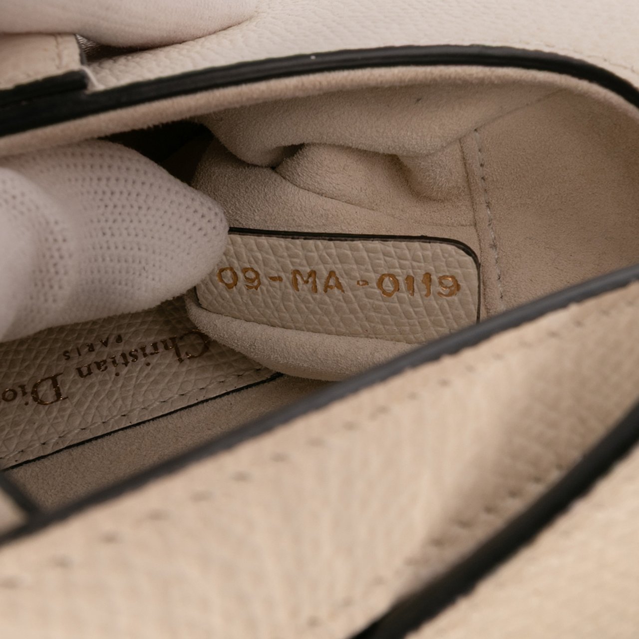 Dior Mini Grained Calfskin Saddle Bag Wit