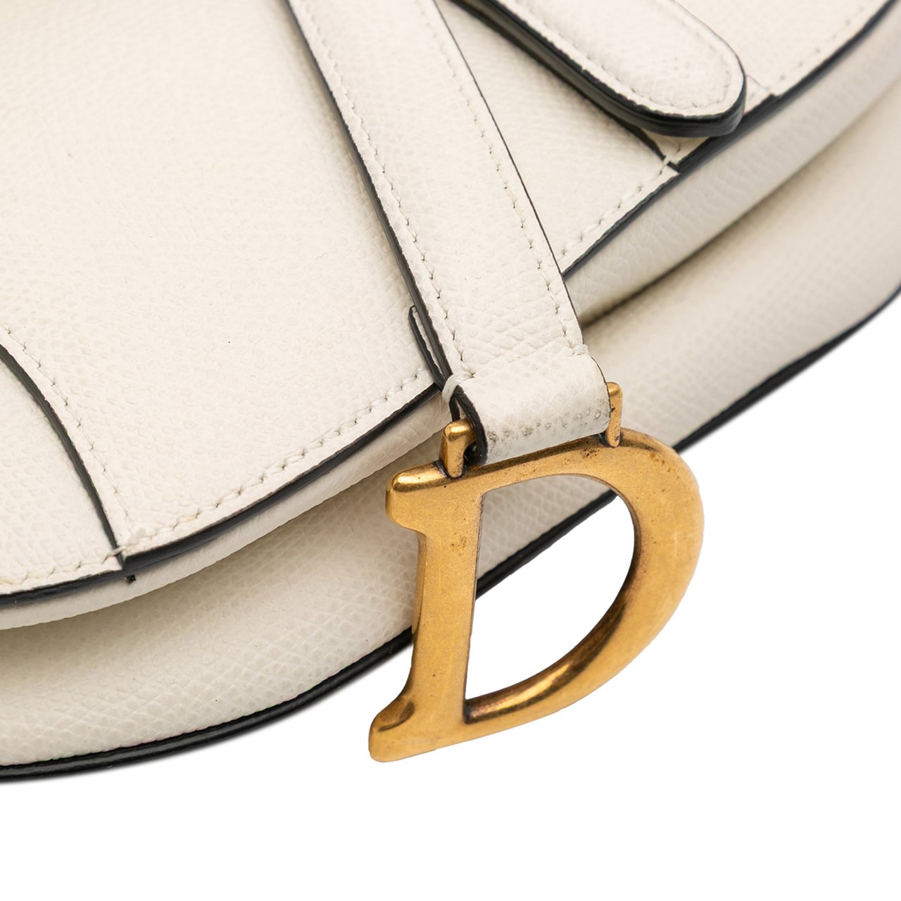 Dior Mini Grained Calfskin Saddle Bag Wit