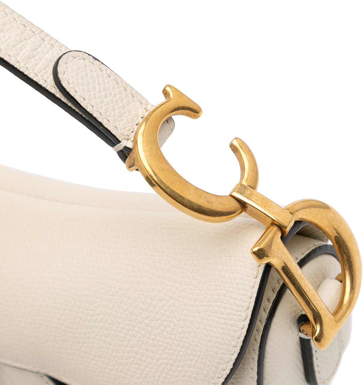 Dior Mini Grained Calfskin Saddle Bag Wit