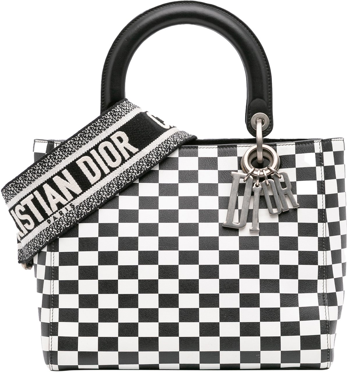 Dior Medium Calfskin Checkered Lady Dior Zwart