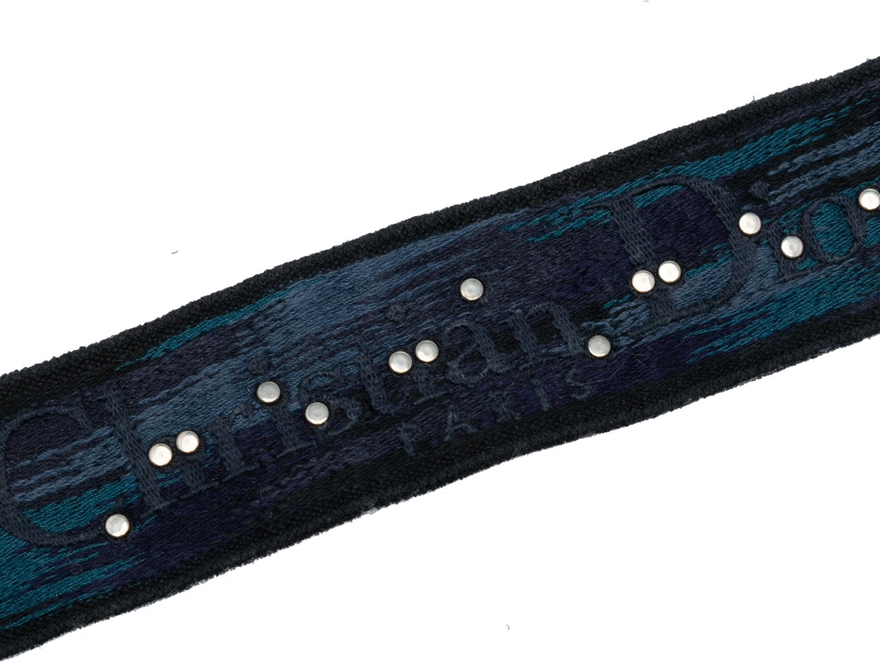 Dior Studded Canvas Embroidered Bag Strap Blauw