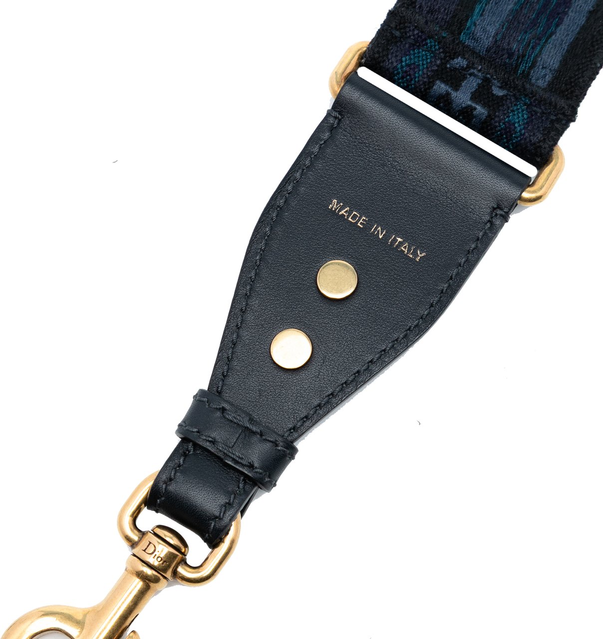 Dior Studded Canvas Embroidered Bag Strap Blauw