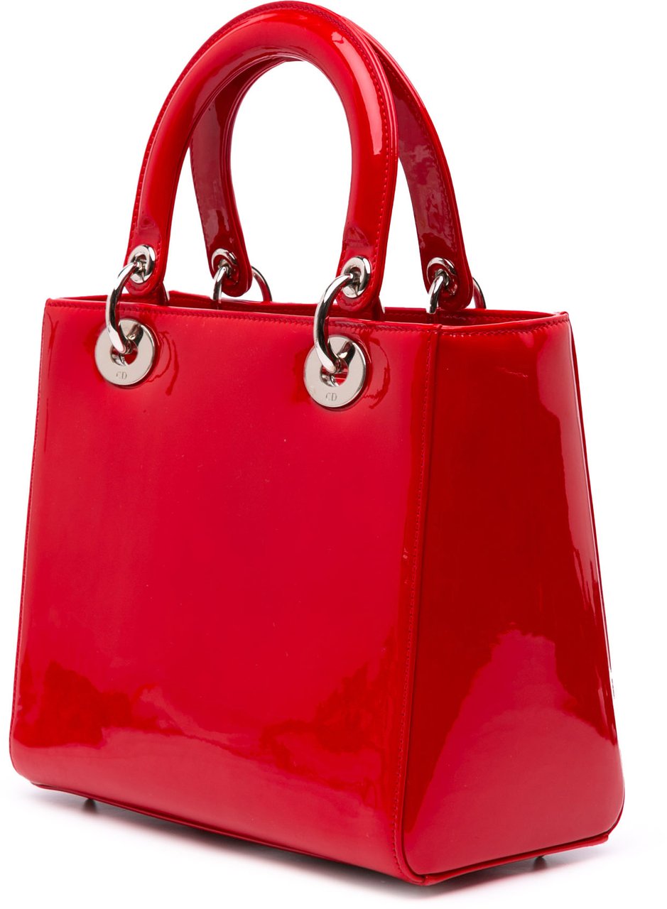 Dior Medium Patent Lady Dior Rood
